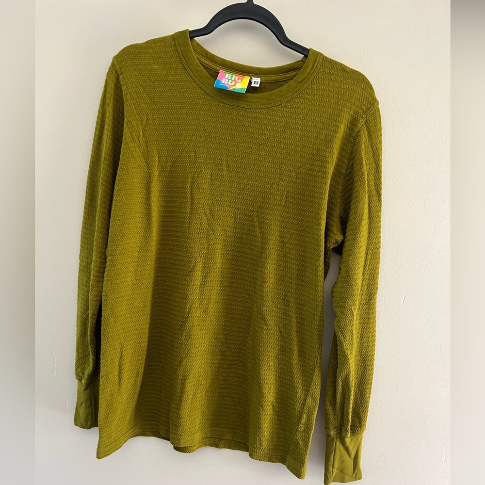 Big Bud Press Gross Green Waffle Honeycomb Green Long Sleeve Top